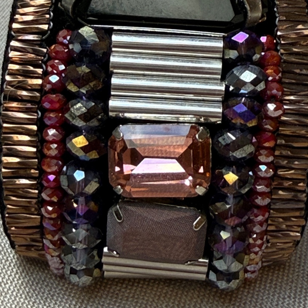 Large Decorated Felt Lined Cuff Statement Bracelet - image 3